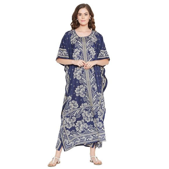 Women Plus Size Loose Caftan Dress Floral Printed Mumu Maxi Dress by Gypsie Blu - Picture 3 of 8